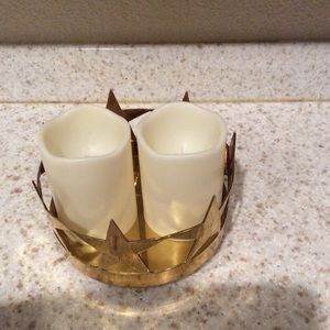 3 Pillar Brass Star Holiday Candle  Holder